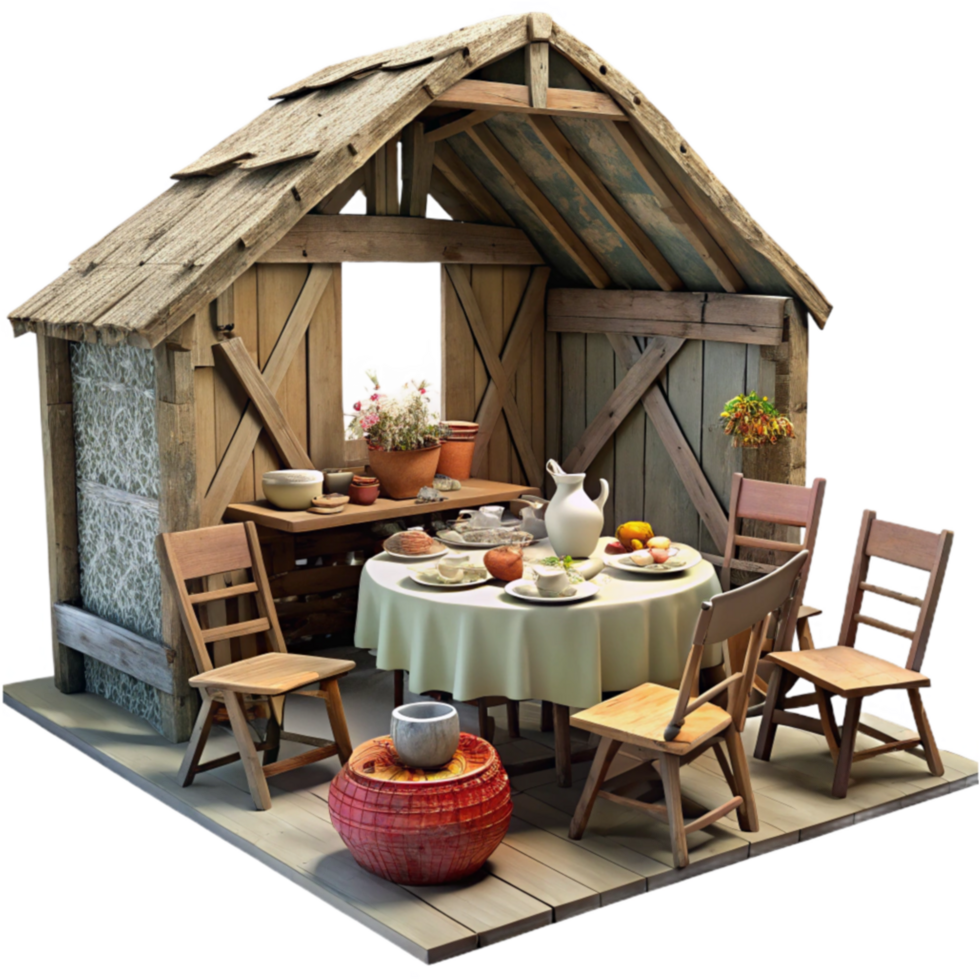 Rustic Wooden Shack Table Setting png