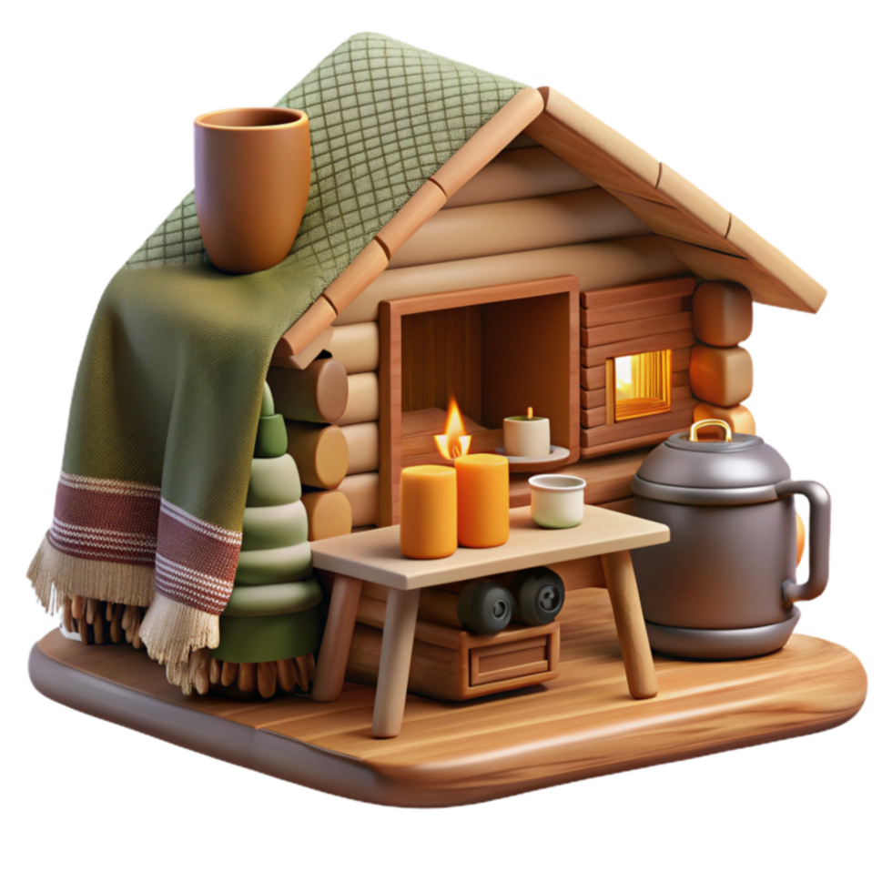 Cozy Cabin Candles, Tea, and Winter Warmth png