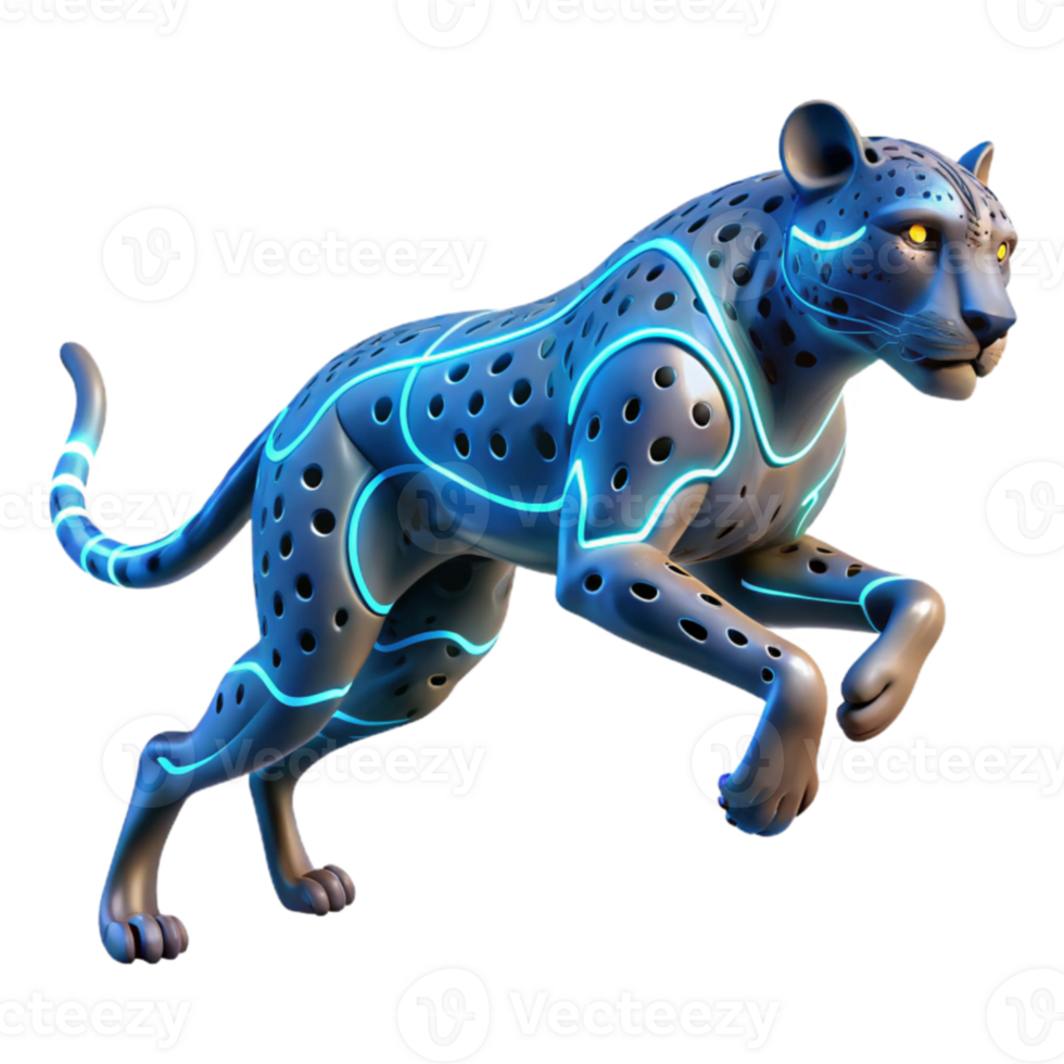serene contemporary Cybernetic Cheetah 3D Render 4K png