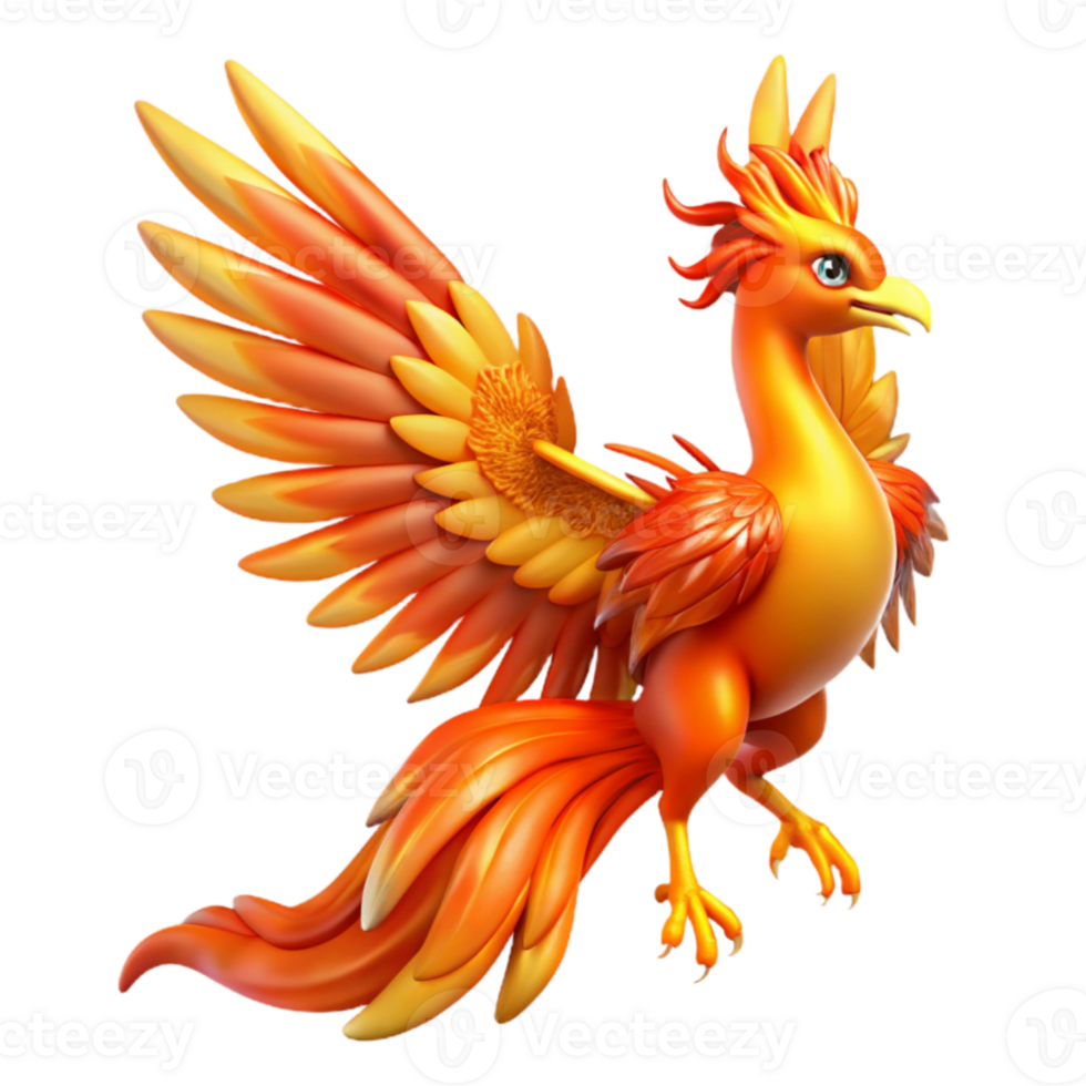 serene abstract Fiery Phoenix 3D Render authentic png