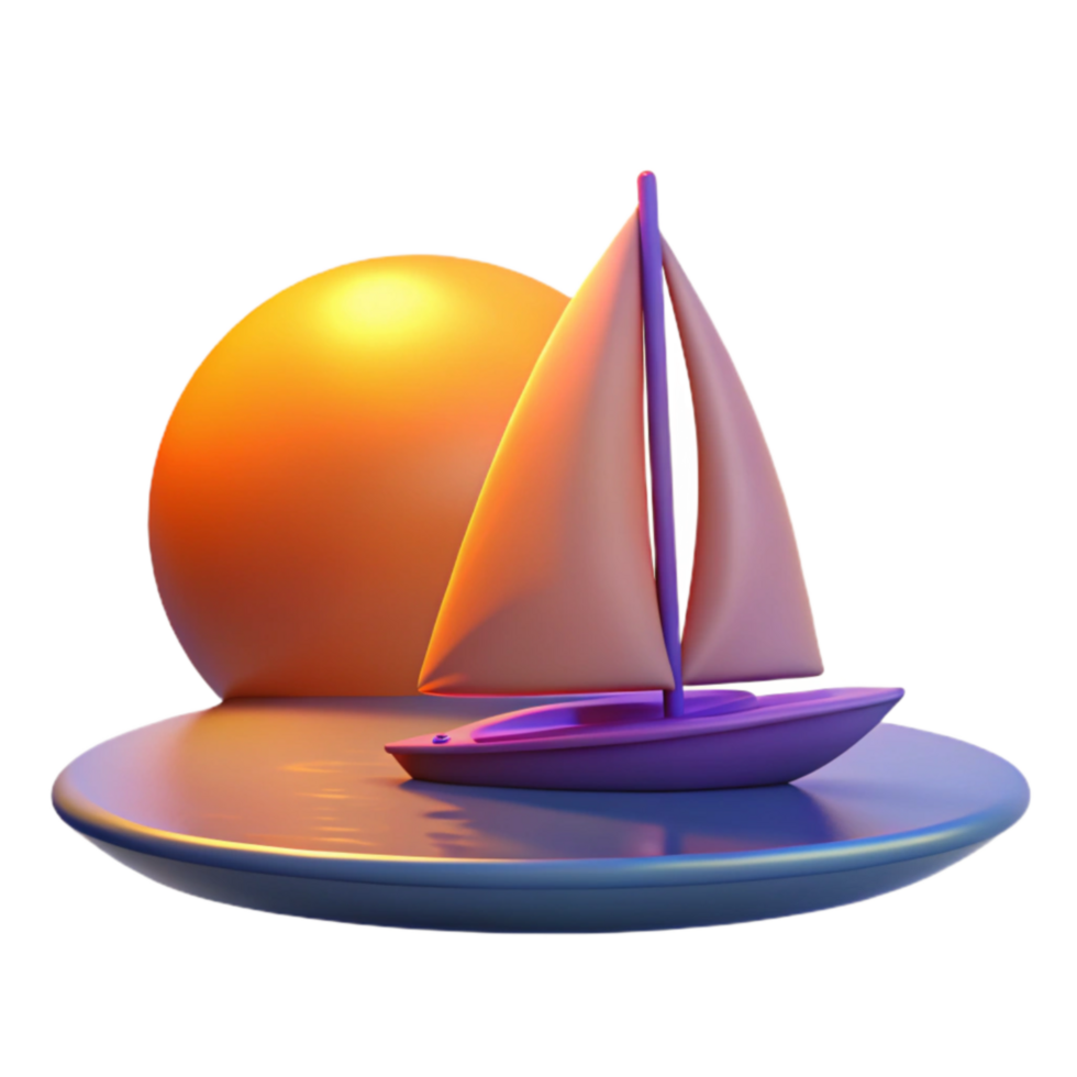 Sunset Sailboat A 3D Rendered Image png