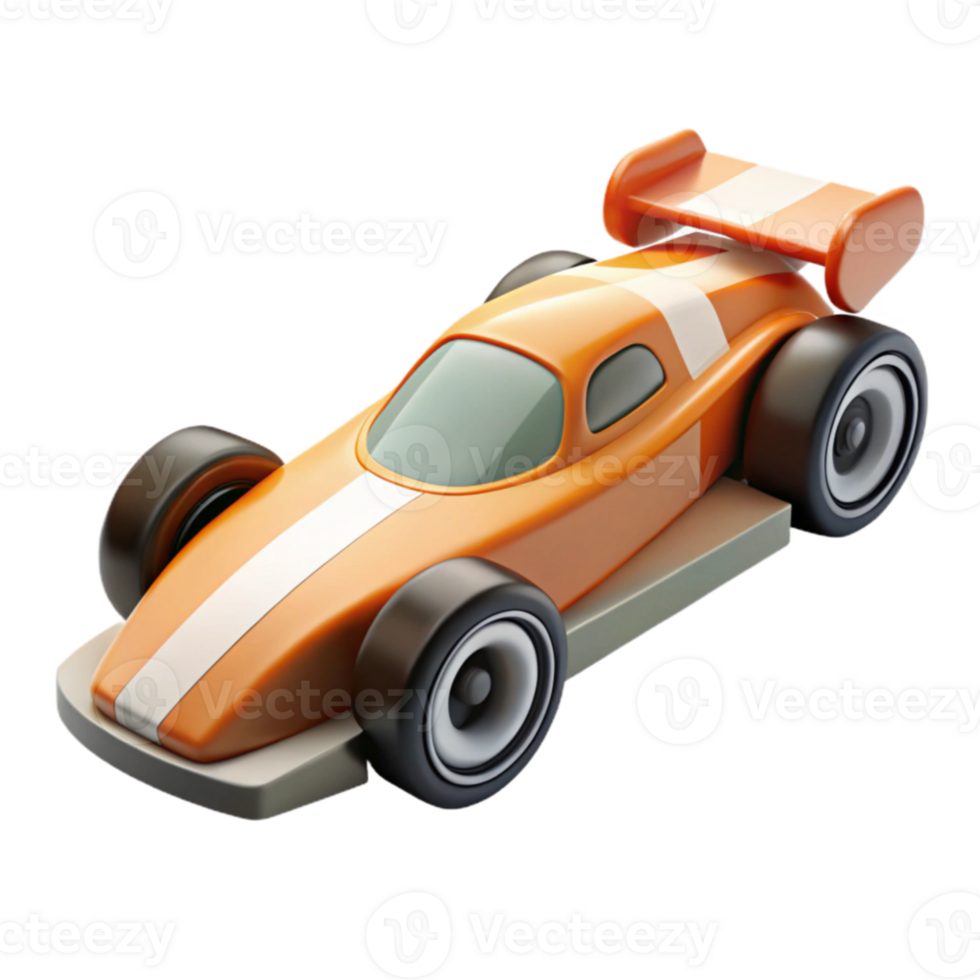 elegant minimalist Orange Race Car 3D Render high resolution png