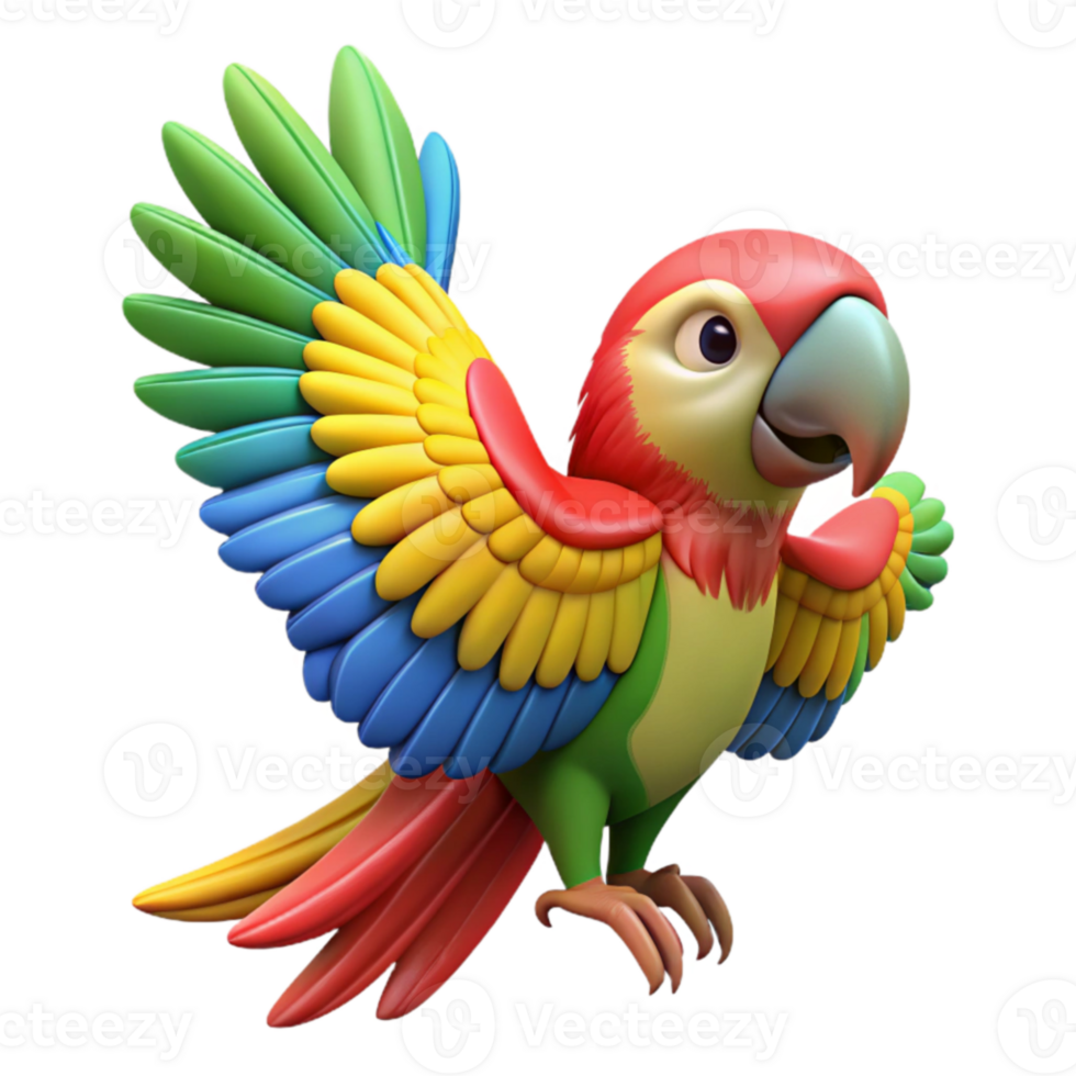 serene classic Colorful Parrot 3D Render professional png