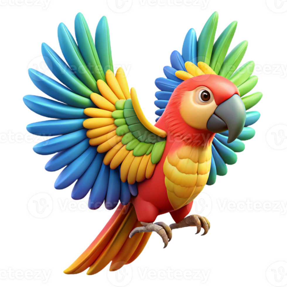 impressive modern Colorful Parrot 3D Illustration exclusive png