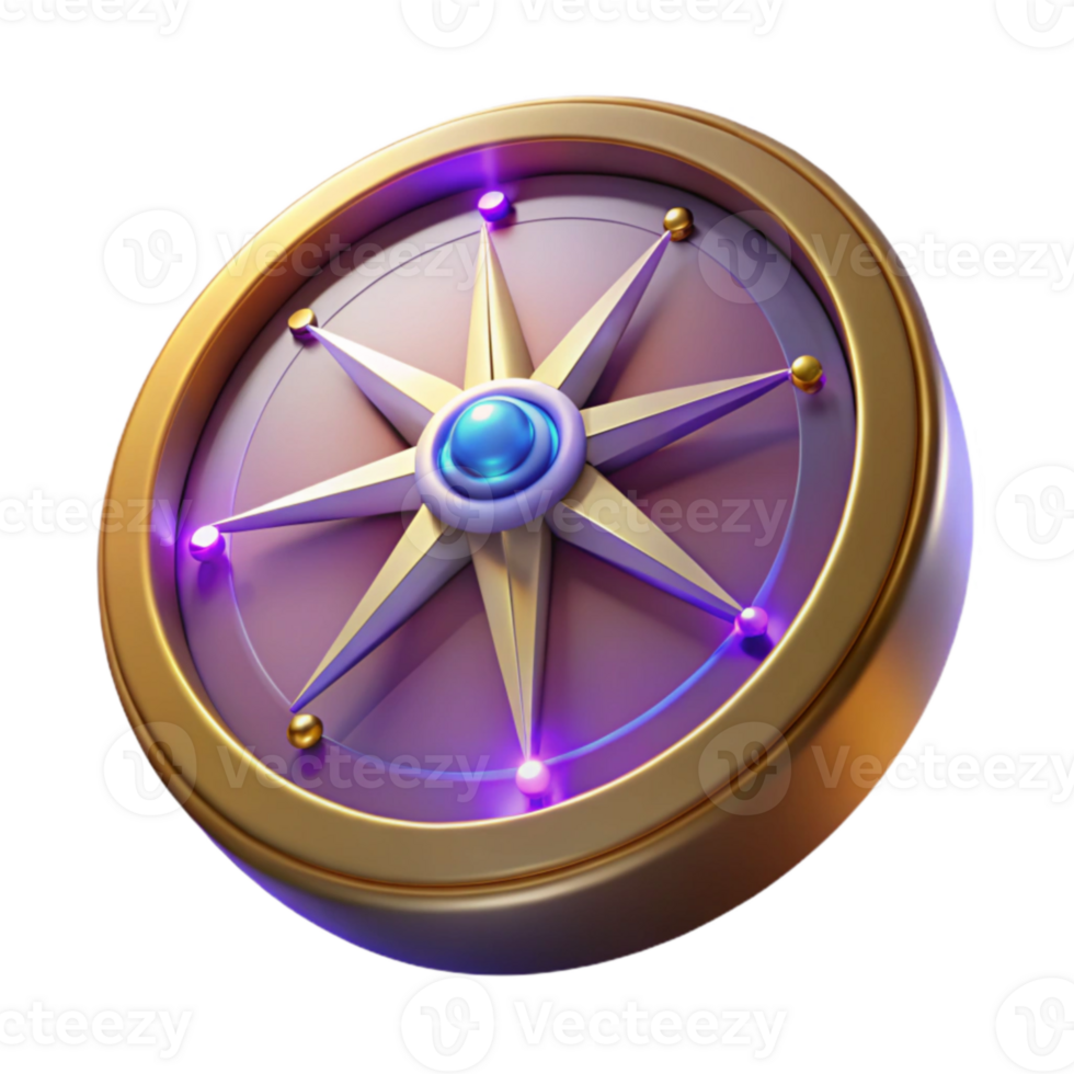 wonderful abstract 3D Render Golden Compass Illustration professional png