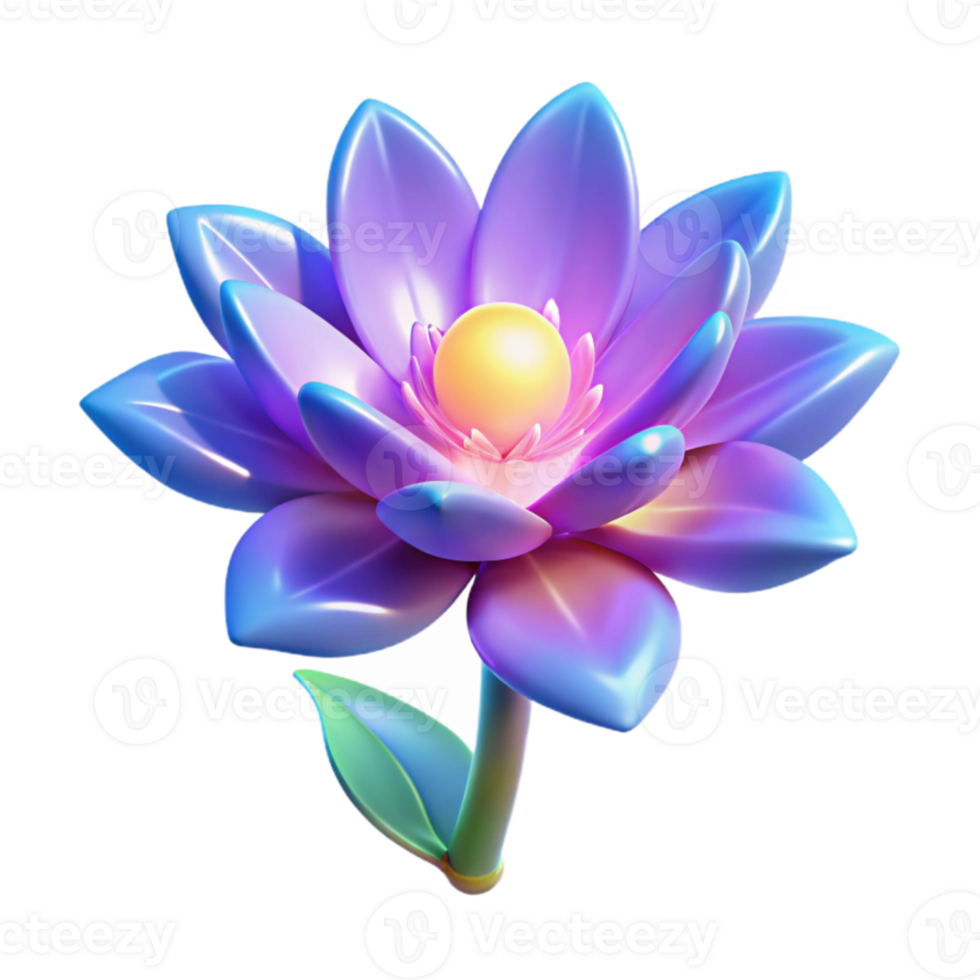 dramatic creative Vibrant 3D Lotus Flower Illustration detailed png