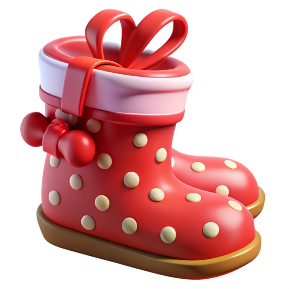 Red Polka Dot Boot Gift Illustration png