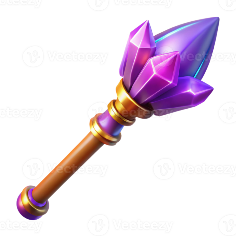 impressive creative Fantasy Crystal Scepter 3D Render detailed png
