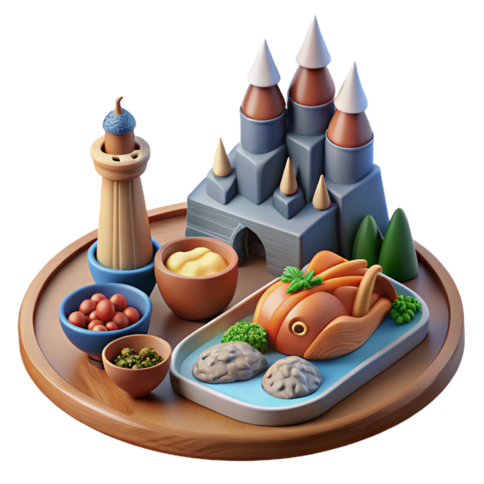 Sandcastle Feast A Whimsical Culinary Scene png