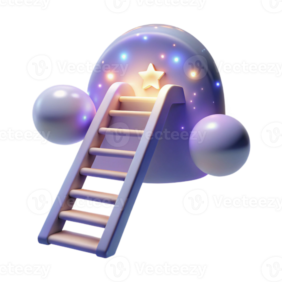 dramatic artistic 3D Render Ladder to Starry Night high resolution png