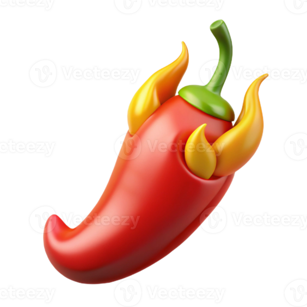 impressive modern Fiery Chili Pepper 3D Render high resolution png