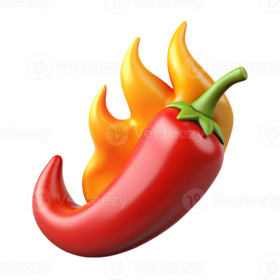 vibrant traditional Fiery Red Chili Pepper 3D Illustration professional png