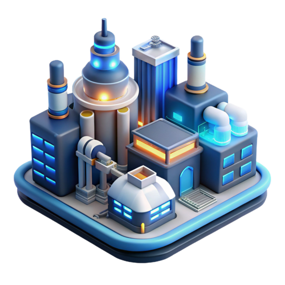 Smart Factory Automated Industrial Complex png