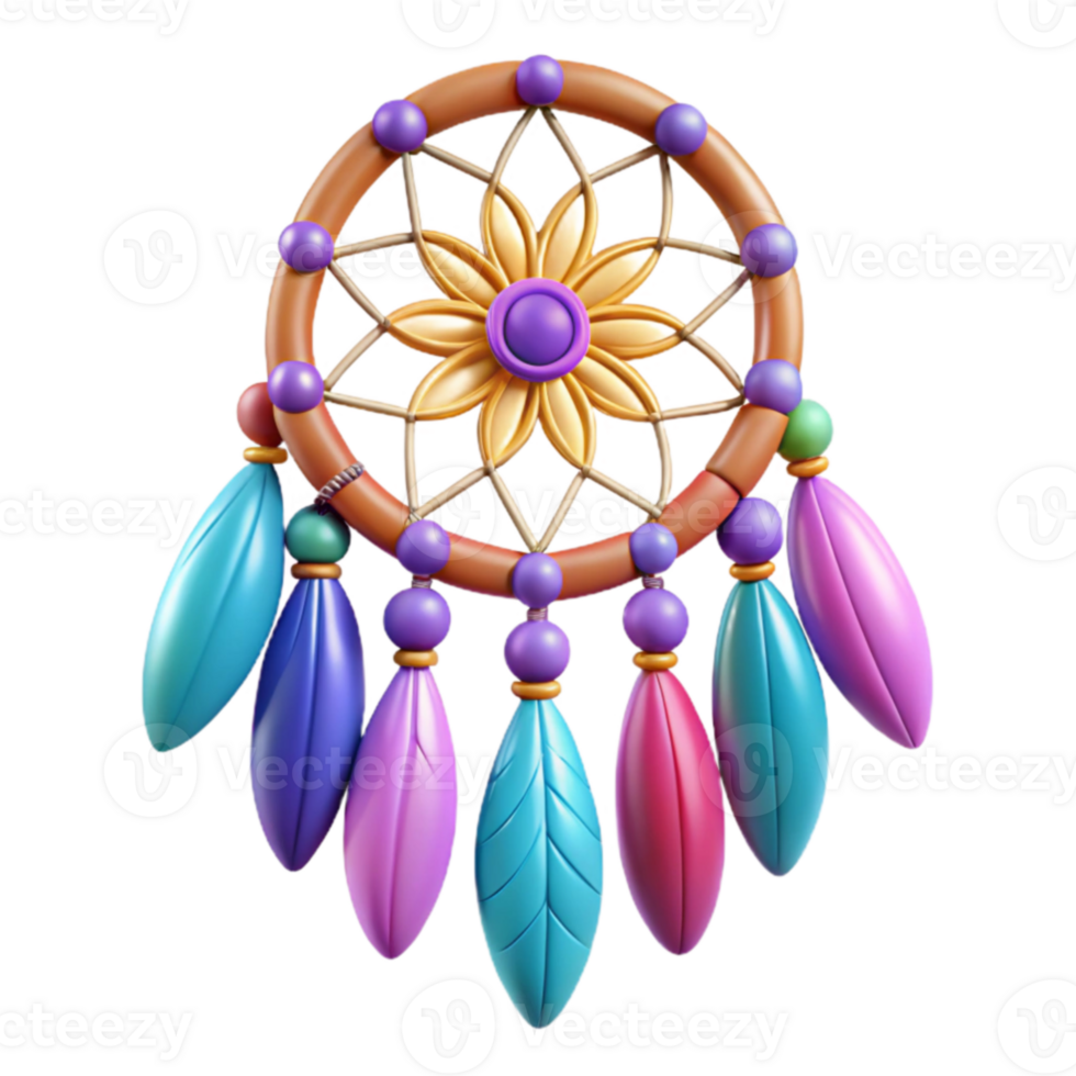 impressive artistic Colorful 3D Dreamcatcher Illustration 4K png