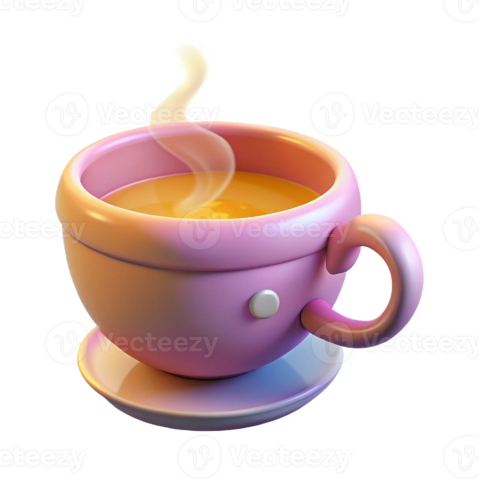 extraordinary minimalist Steaming Cup of Tea 3D Render genuine png