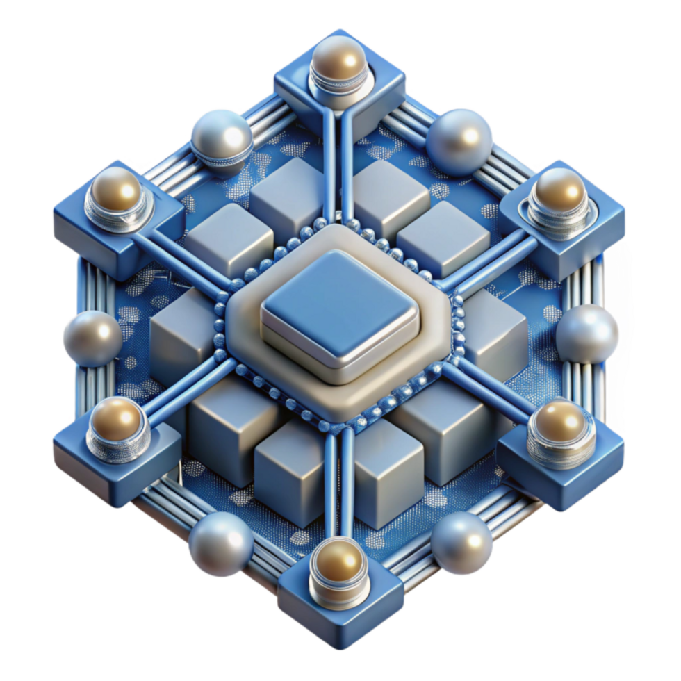 Abstract 3D Network Interconnected Cubes and Spheres png