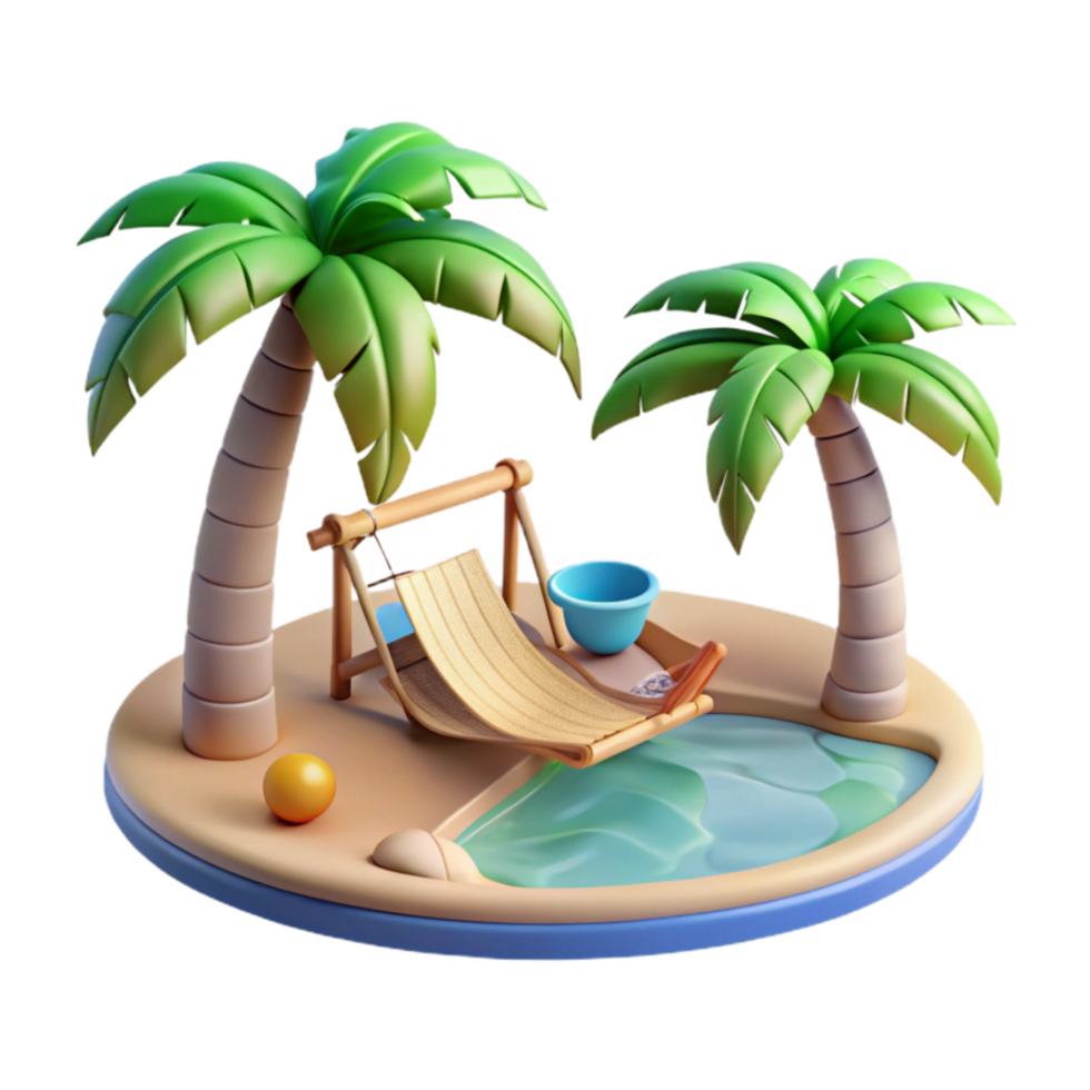 Tropical Island Getaway Hammock, Palms, and Pool png
