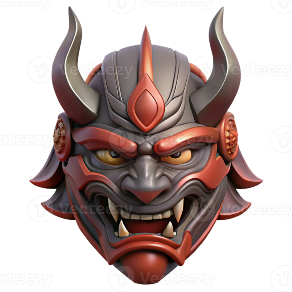 impressive artistic 3D Oni Mask Illustration, Japanese Demon Mask high quality png