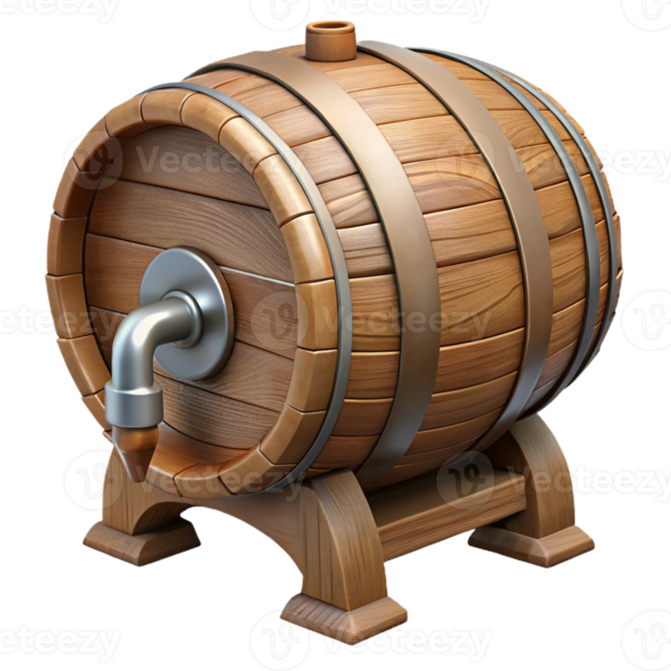 vibrant abstract Wooden Barrel 3D Render high resolution png