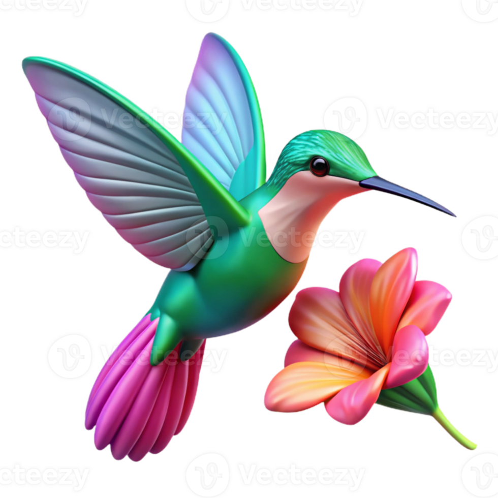 extraordinary artistic Vibrant Hummingbird 3D Illustration exclusive png