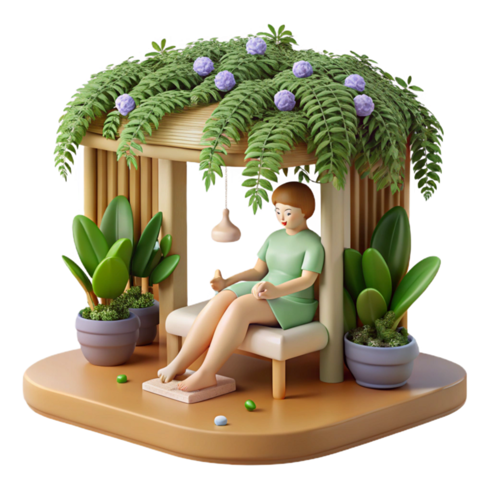 Relaxing Spa Day Tranquil Garden Setting png
