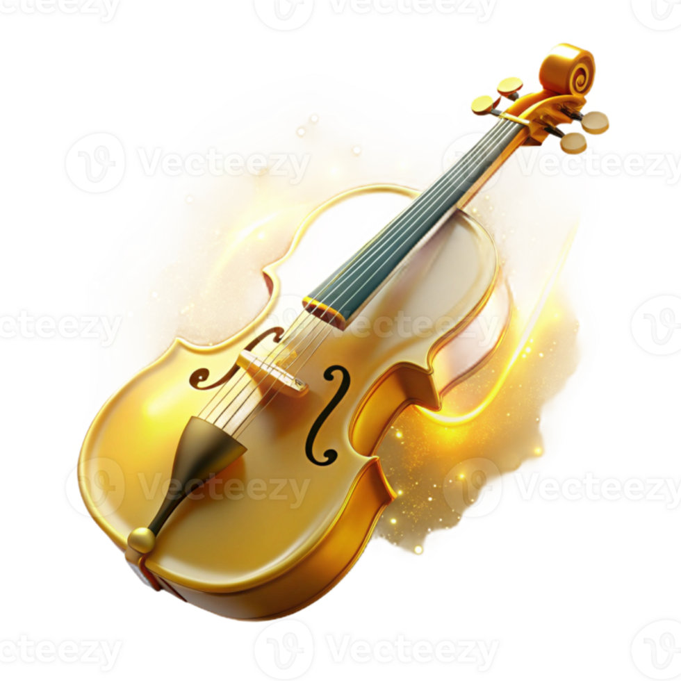 stunning abstract Golden Violin Abstract 3D Illustration genuine png