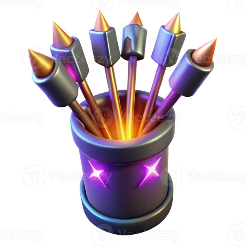 wonderful rustic Glowing Quiver 3D Render original png
