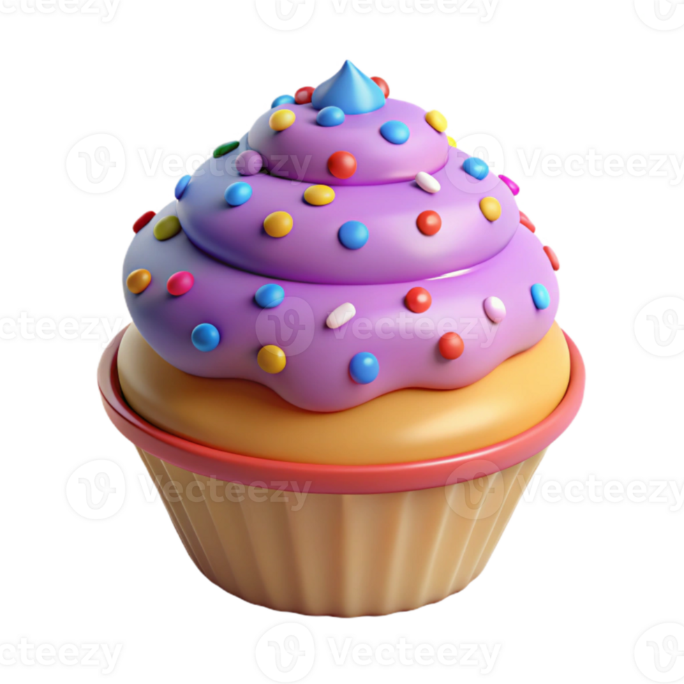 vibrant contemporary Colorful Cupcake 3D Render detailed png