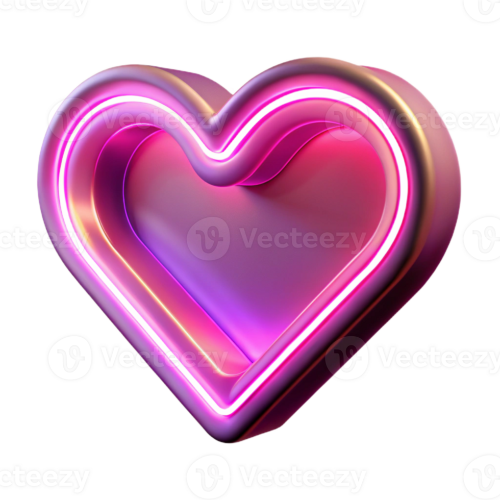 wonderful minimalist Neon Heart 3D Render high quality png
