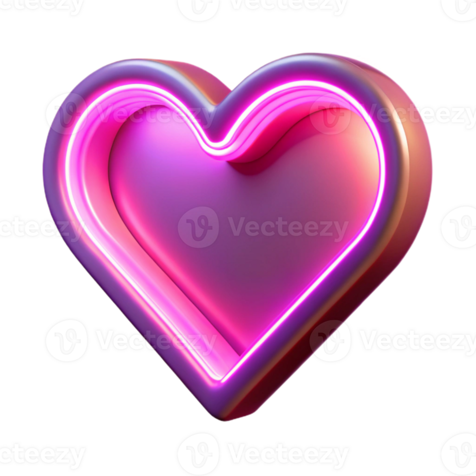 magnificent minimalist Neon Heart 3D Render premium png