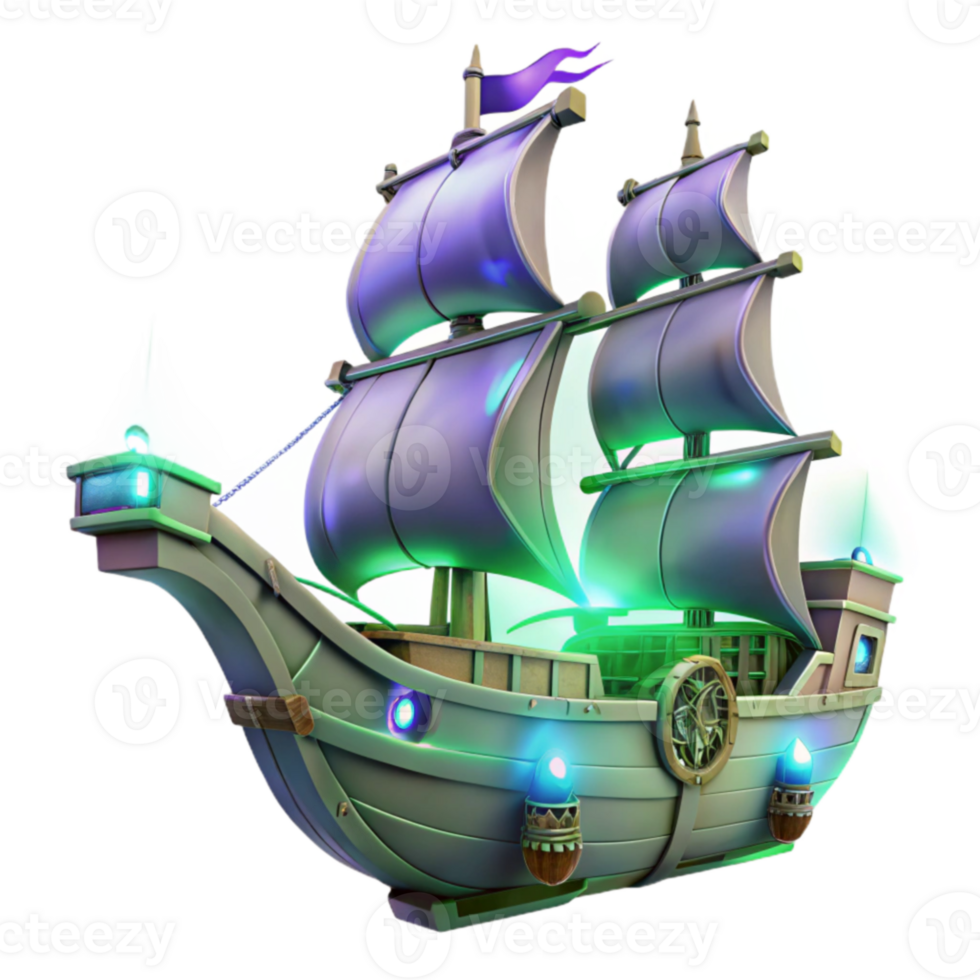magnificent creative Enchanted Galleon 3D Render premium png