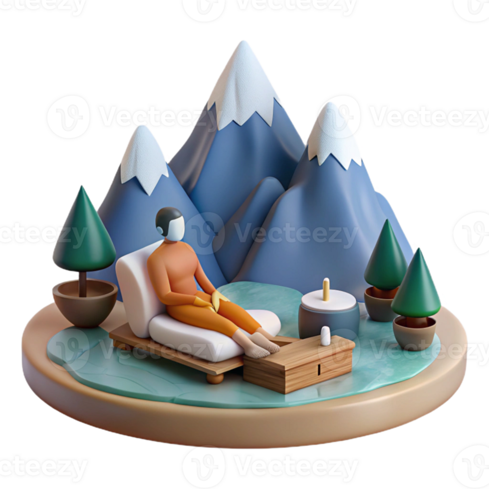 Relaxing Mountain View Serene 3D Render png