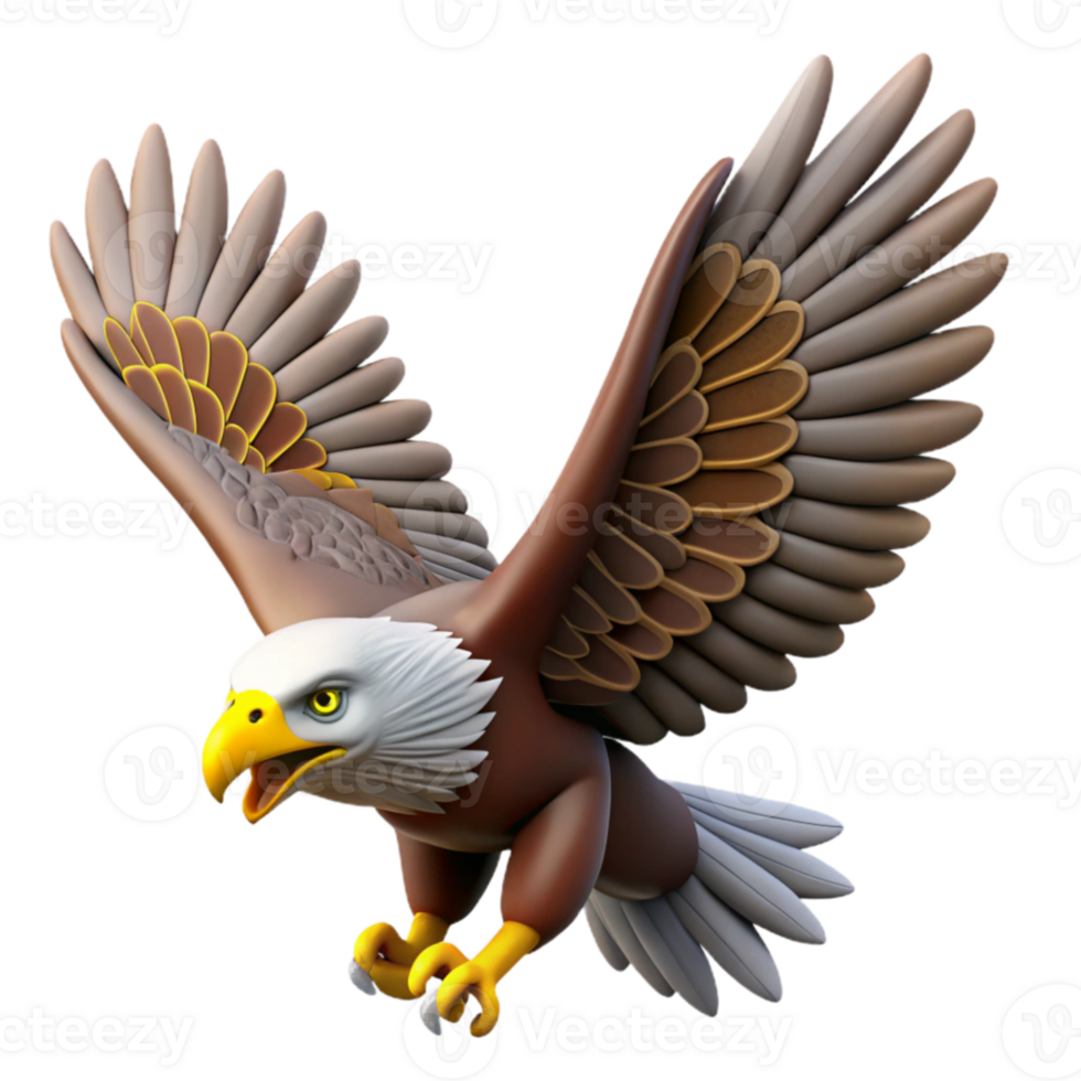 magnificent abstract 3D Cartoon Eagle in Flight original png