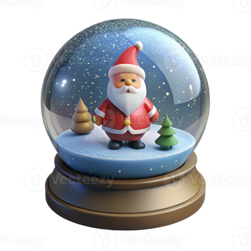 extraordinary vintage 3D Render of Santa Claus Snow Globe authentic png