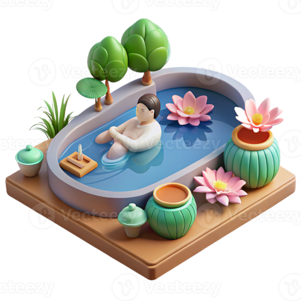 Relaxing in a Tranquil Water Garden png