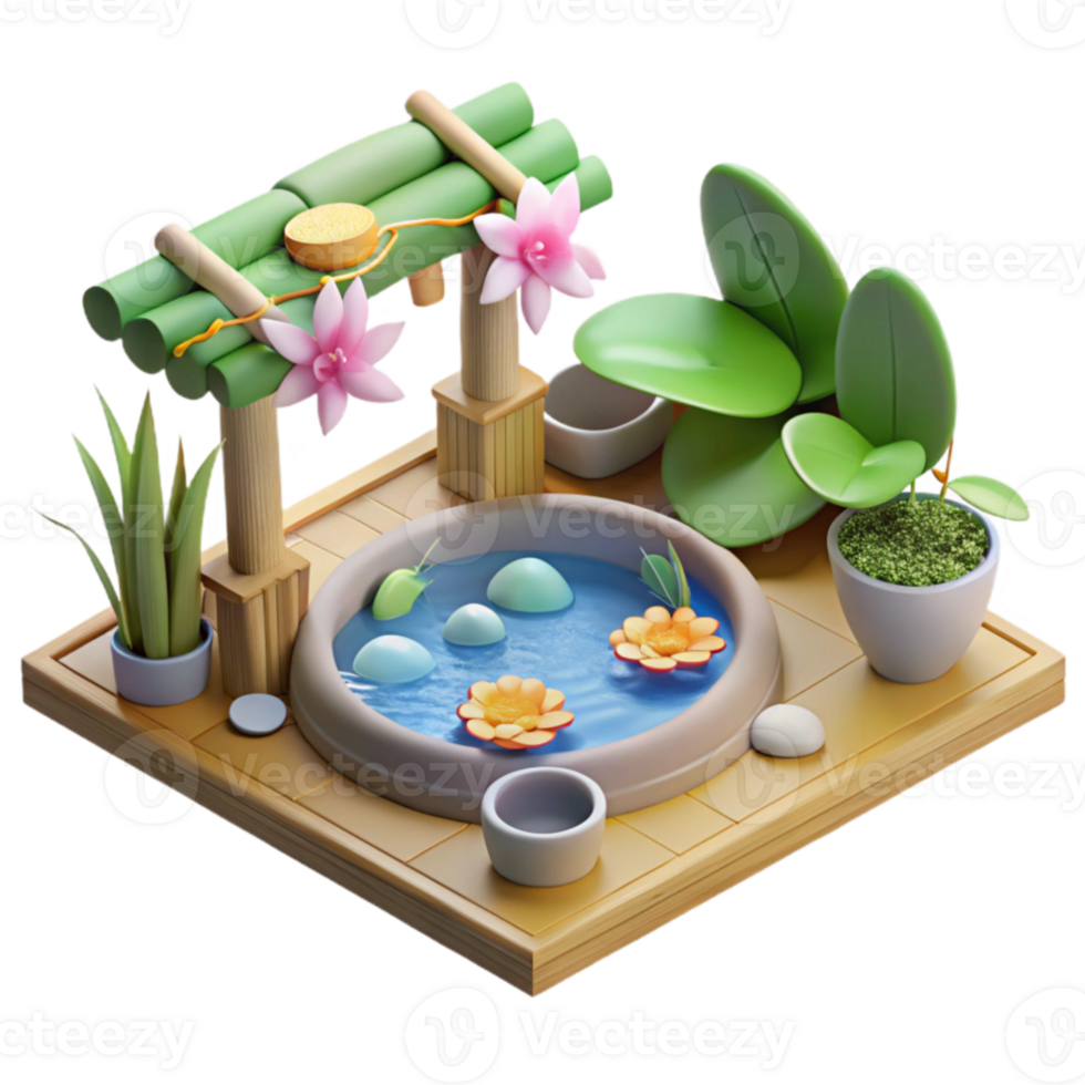 Serene Garden Water Feature Tranquil Zen Oasis png