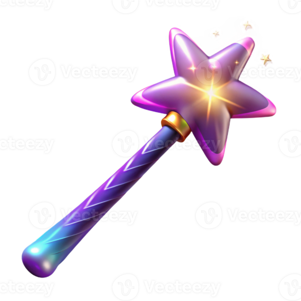 serene minimalist Magical Star Wand 3D Render original png