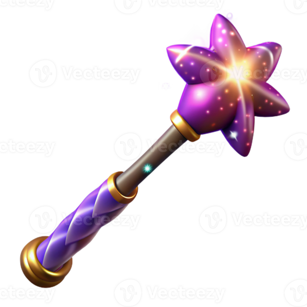 dramatic rustic Magical Star Wand 3D Render professional png