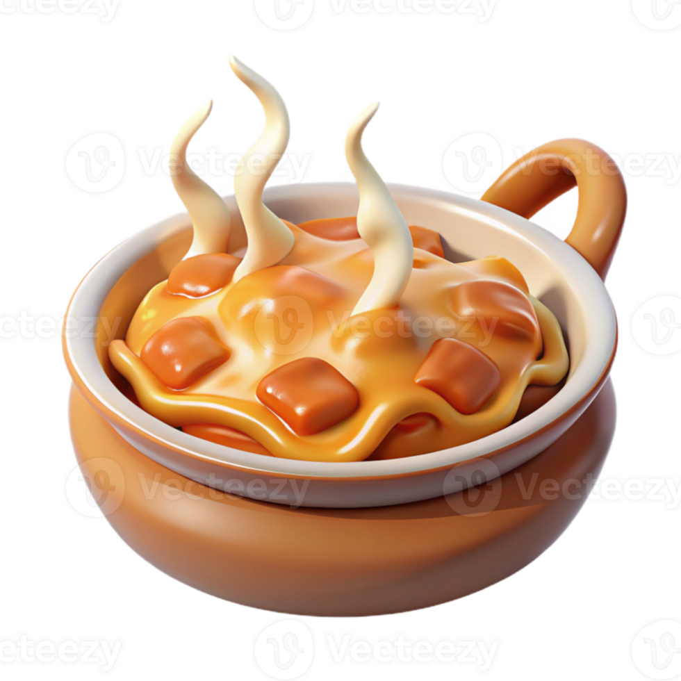 serene modern Steaming Bowl of Creamy Stew 3D Render genuine png