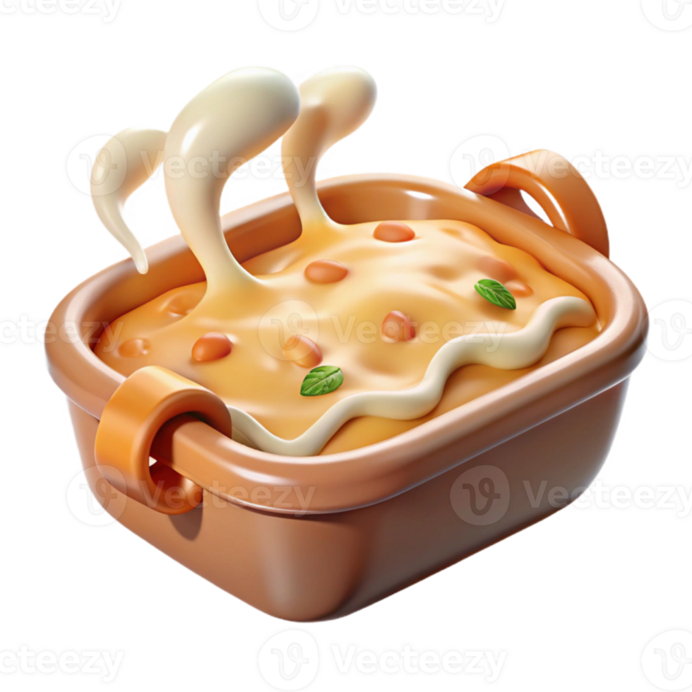 dramatic vintage Creamy Casserole 3D Render 4K png