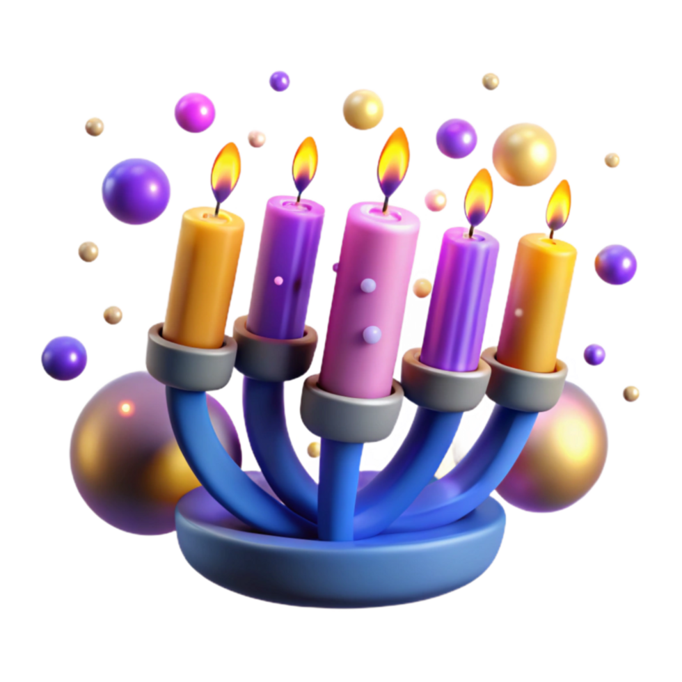Colorful Candles and Floating Spheres png