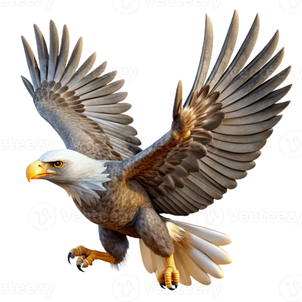 stunning abstract Majestic Bald Eagle in Flight 3D Illustration original png