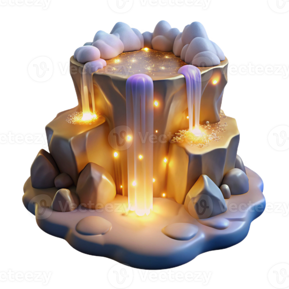 impressive creative Magical Glowing Waterfall 3D Render high quality png