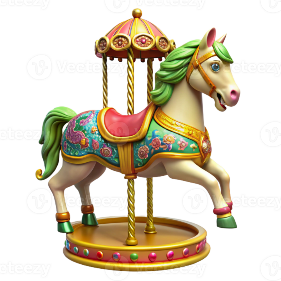 impressive modern Whimsical Carousel Horse 3D Render 4K png