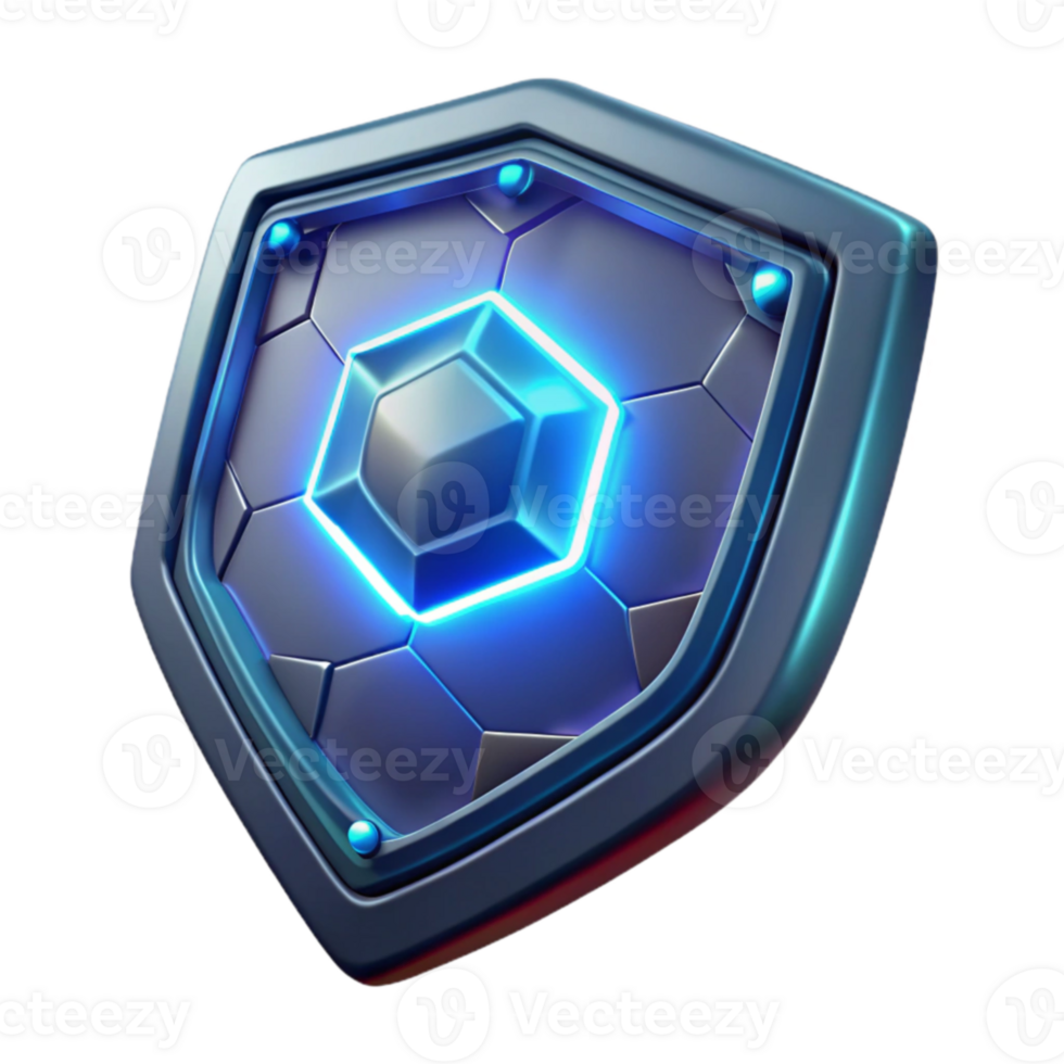 vibrant minimalist Futuristic 3D Shield Illustration 4K png