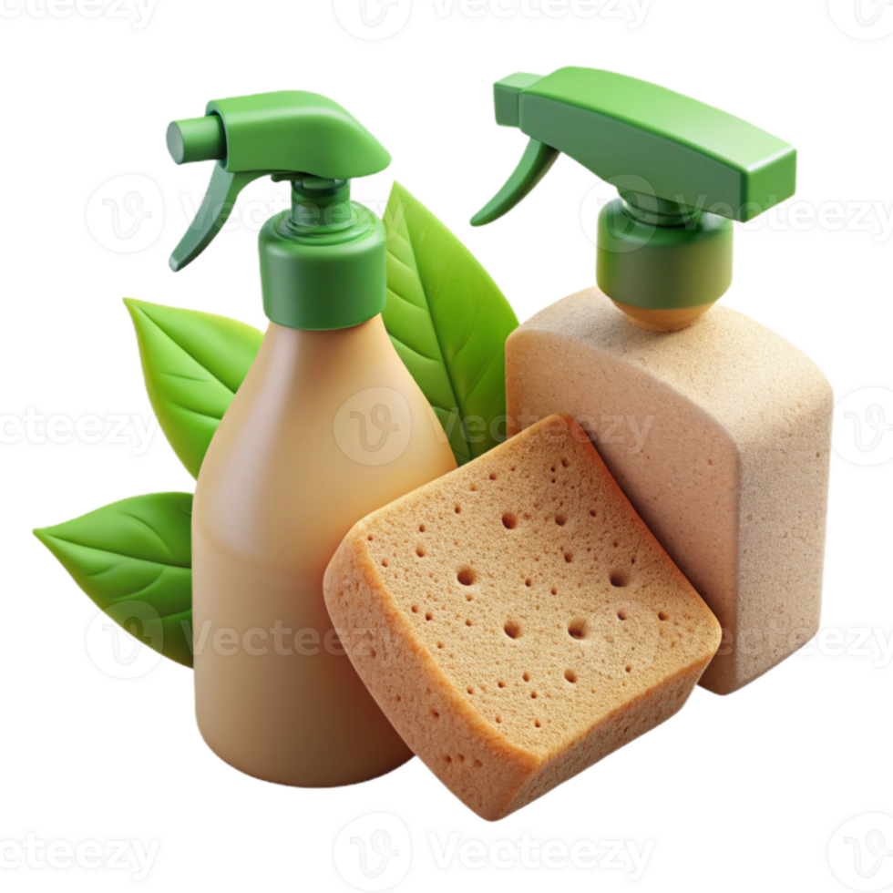 Eco-Friendly Cleaning Spray Bottles Sponges png