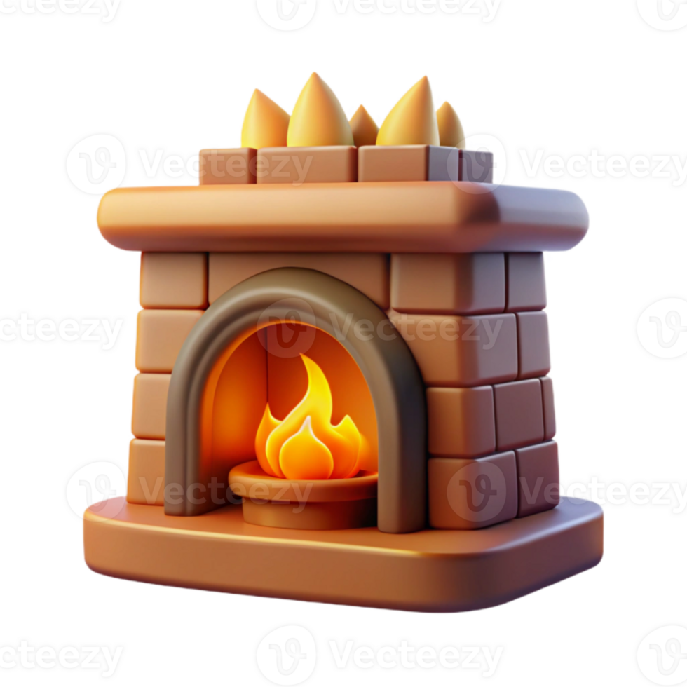 dramatic minimalist Cozy 3D Fireplace Illustration original png