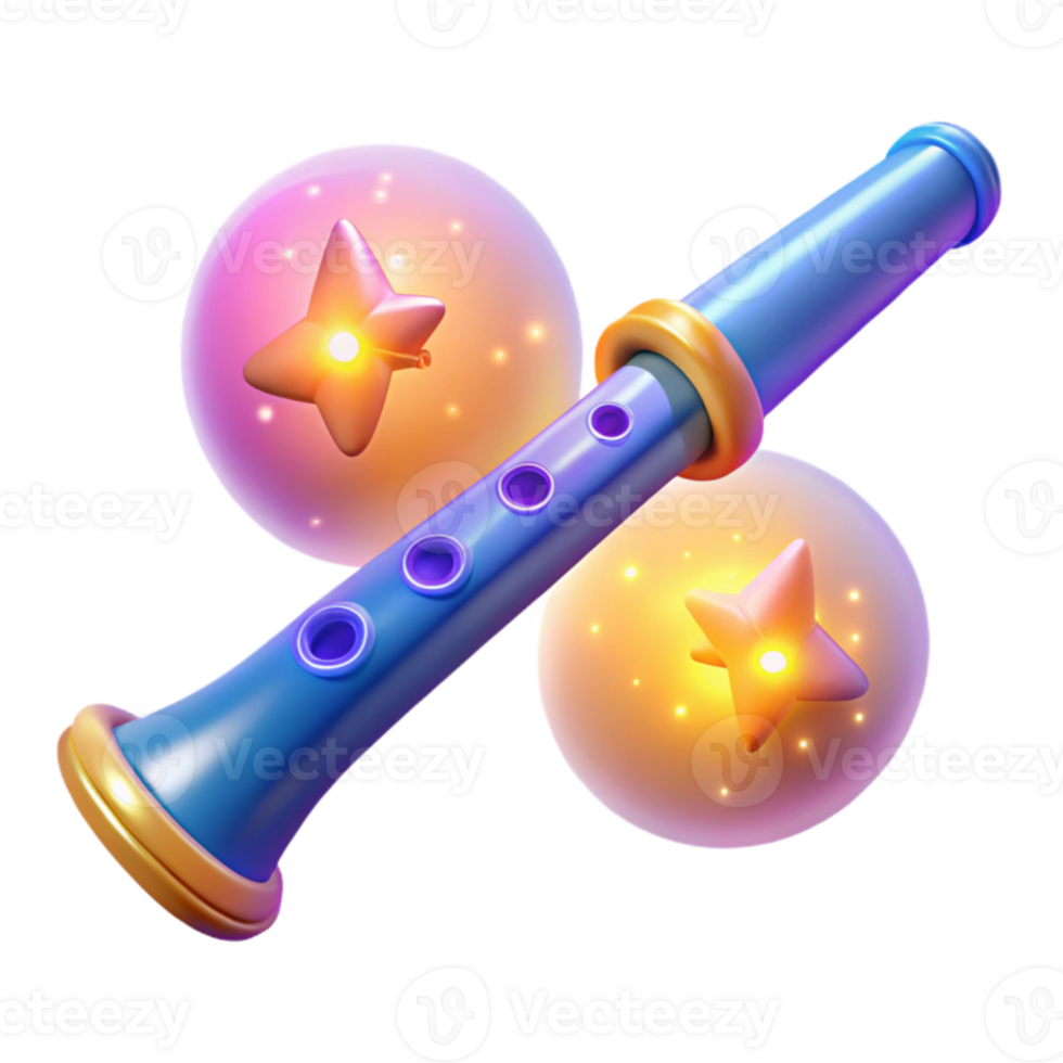 extraordinary classic Magical Flute 3D Render high quality png