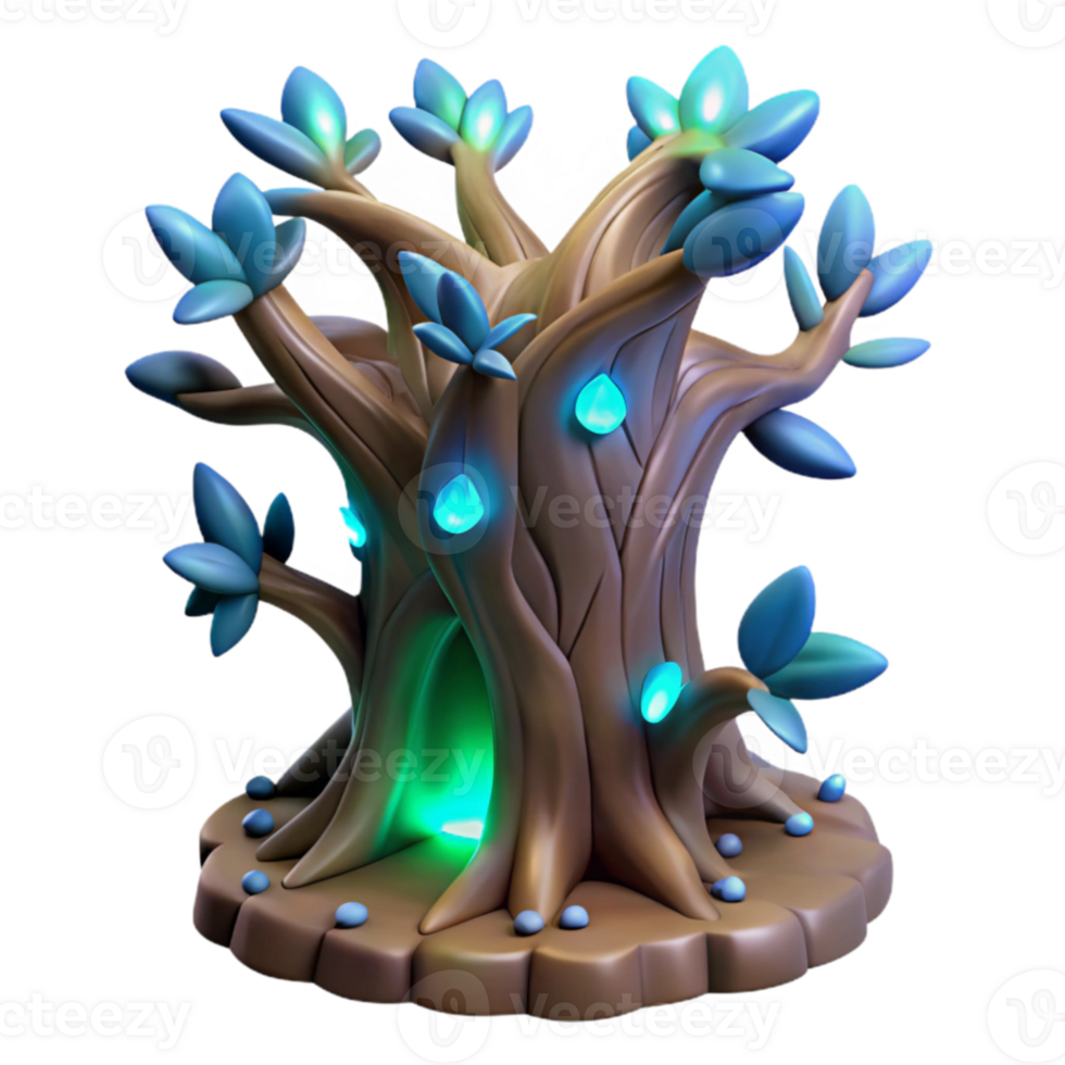 beautiful abstract Glowing Mystical Tree 3D Render exclusive png