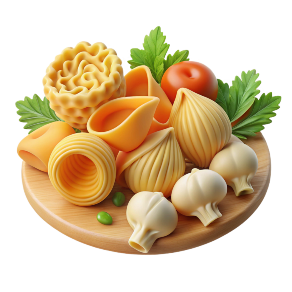 Delicious Pasta Assortment with Garlic and Herbs png